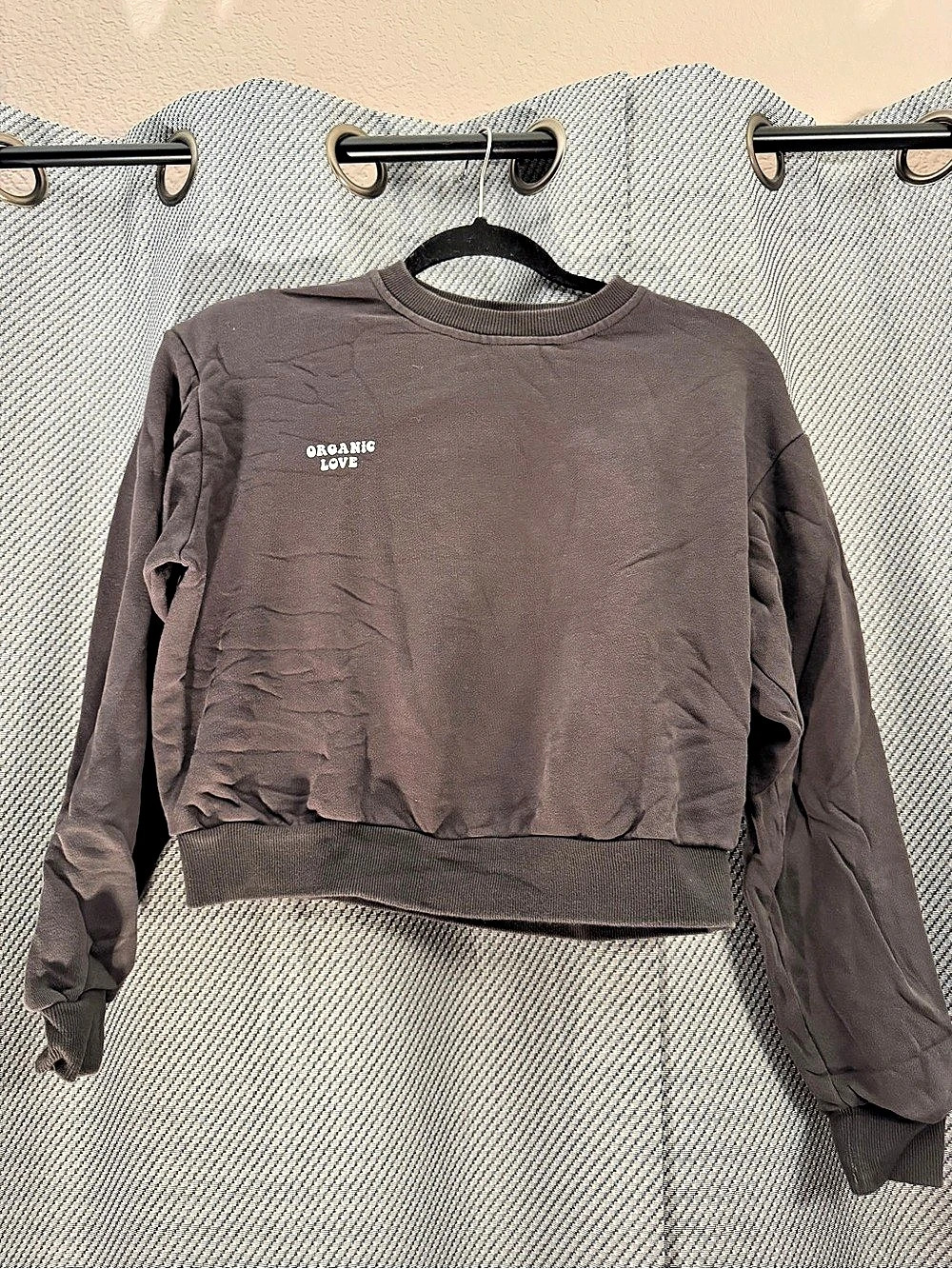 Bardot Dark Gray Cropped Sweatshirt with Shoulder Pads- S